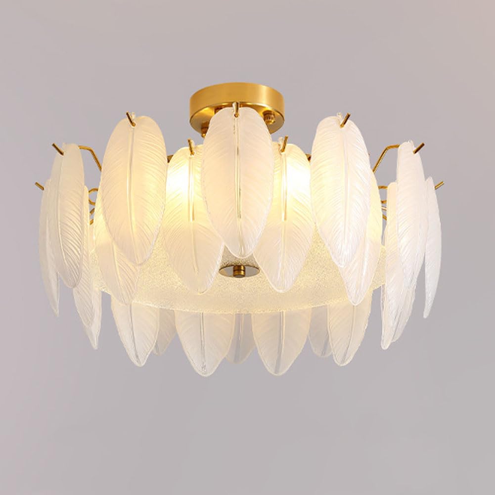 KXEcoLife E27 French crystal glass ceiling lamp, modern chandelier for princess room, living room bedroom study combination lamps and lanterns,B,50CM