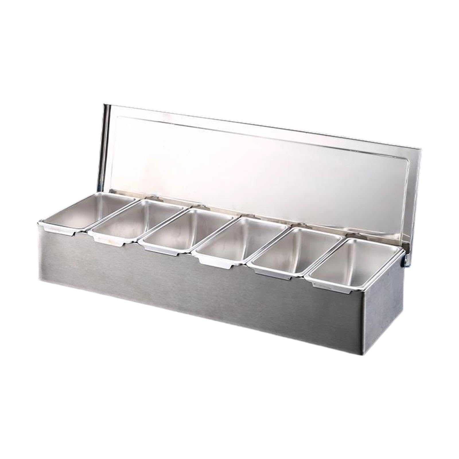 Barattolo per Condimenti in Acciaio Inox, Vassoio Multifunzionale per Condimenti con Scomparti Rimovibili, Organizer per Barbecue E Feste, 6 Griglie