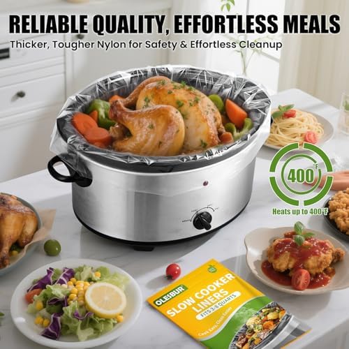 OLESBUR 20 Count Slow Cooker Liners, 13"x21", Fits 3-8 Quarts, Disposable Pot Liners Compatible with Crockpot, Oval Large Size, BPA-Free Cooking Bags, Kitchen Accessories, Cook with Ease - 2