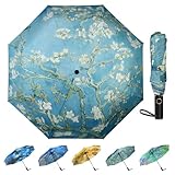 Ucrinei Paraguas Van Gogh, paraguas plegable automático de cierre abierto (flor de almendro)