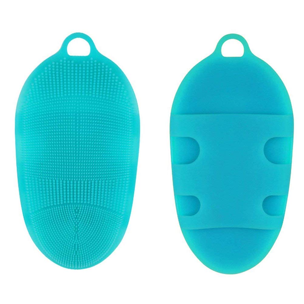 Herramienta de ducha exfoliante de textura suave del cepillo del masaje del cuerpo del silicón puro azul