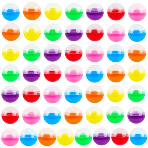 Framendino, 50 Pack Colorful Empty Round Capsules Vending Machine 1.1" Plastic Gumball Containers for Party Favor Prize