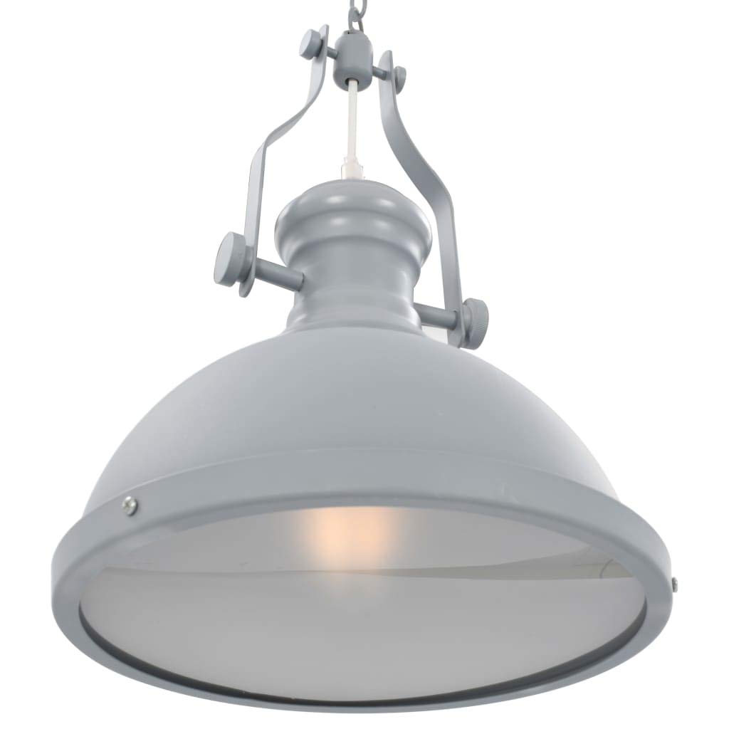vidaXL Deckenleuchte Industriell Pendelleuchte Hängeleuchte Pendellampe Hängelampe Deckenlampe Wohnzimmer Lampe Leuchte Grau Rund E27 Acryl