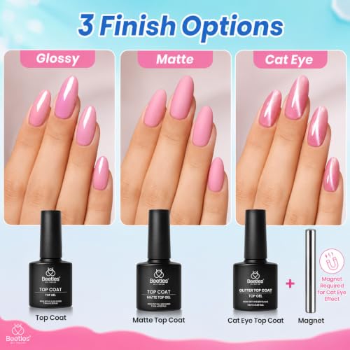 Image of Beetles Deal Box 36 Colors Summer Gel Nail Polish Set, 44 Pcs Hema TPO Free Soak Off UV Gel Harmony Palette Gel Polish Set with Base Coat Glossy Matte Cat Eye Top Coat Nail Tools DIY Women Gift