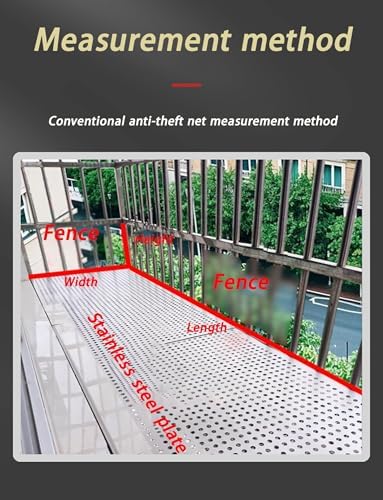 304 Stainless Steel Perforated Sheet - Anti-Theft Window Guard, Leakproof Garden Balcony Fence Panels, Vent Mesh Shield, Durable Punching Plate (20x200cm)