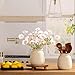 Ceramic Flower Vase, 7.48 Inch White Rustic Farmhouse Decorative Vase Pottery Wide-Mouth Vases for Home Decor Table Living Room Entryway Mantel Bookshelf Bedroom Bathroom Kitchen