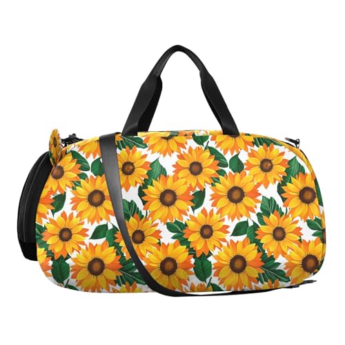 Orange Leaf Sunflowers Kids Travel Duffel Bag for Boys Girls Overnight Weekend Tote Bag with Shoes Compartment for Sleepover Trip Beach2