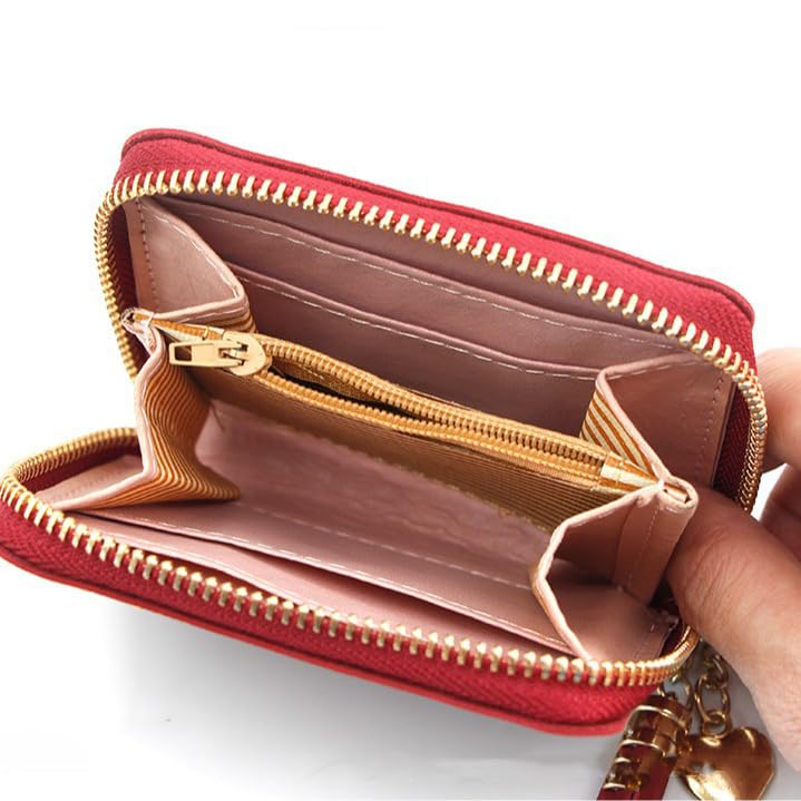Credit Card Holder Wallet Ladies Purse Wallet PU Small Card Case, Business Mini Change Purse with Zipper Coin Pocket2