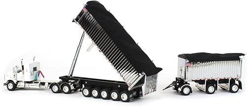 Miniatura 5 de First Gear DCP 1/64 White/Chrome Kenworth T800 w/Chrome East Genesis II End Dump Trailers 60-1571