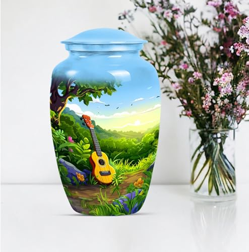 Image of Personalized Guitar - Decorative Urns - Cremation Urns for Burial - 10 Inch - Large with Velvet Bag - Human Remains Urn - Funeral Ash Urns Large - Burial Urns - Memorial Urns for Mom & Dad