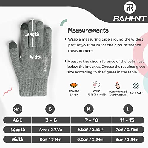 Image of Rahhint Kids Winter Gloves for Boys Girls Children Toddler Thermal Wool Knit Gloves with Insulated Fleece Lining Keep Hand Warm Gift