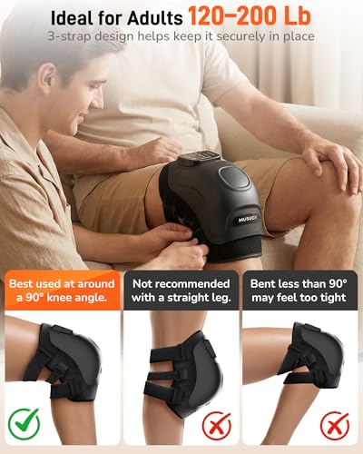 Musugy Knee Massager with Heat and Red Light Therapy : 4-in-1 Compression Massage with 14 Chambers & Vibration for Pain Relief, Cordless Home Office Use for Seniors and Active Adults, 5000mAh — view 6