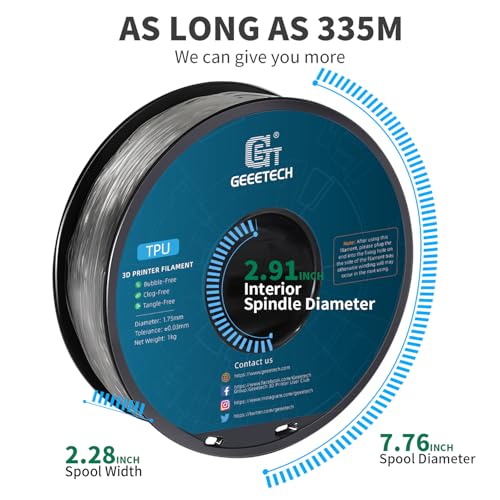 Image of GEEETECH Flexible TPU Filament 1.75mm, TPU Filament 95A for 3D Printer, 1kg Spool, Transparent