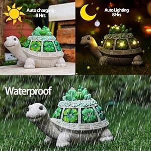 Turtle Solar Outdoor Light Garden Statue with Clover,Decoration for Patio,Yard,Lawn,Gifts for Women Mom Grandma Turtle Solar Outdoor Light Garden Statue with CloverDecoration for PatioYardLawnGifts for Women Mom Grandma