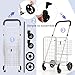Goplus Folding Shopping Utility Cart, Double Basket and 360° Swivel Wheels, Adjustable Handle, Small Cart Perfect for Grocery Laundry Book Luggage Travel