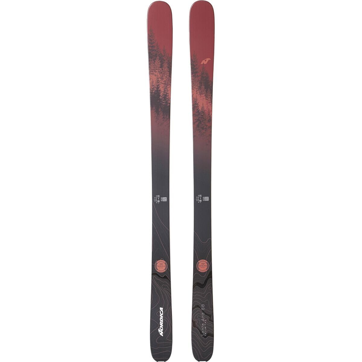 Nordica Santa Ana 88 Unlimited Women's All-Mountain Skis (Maroon/Smoke, 165)
