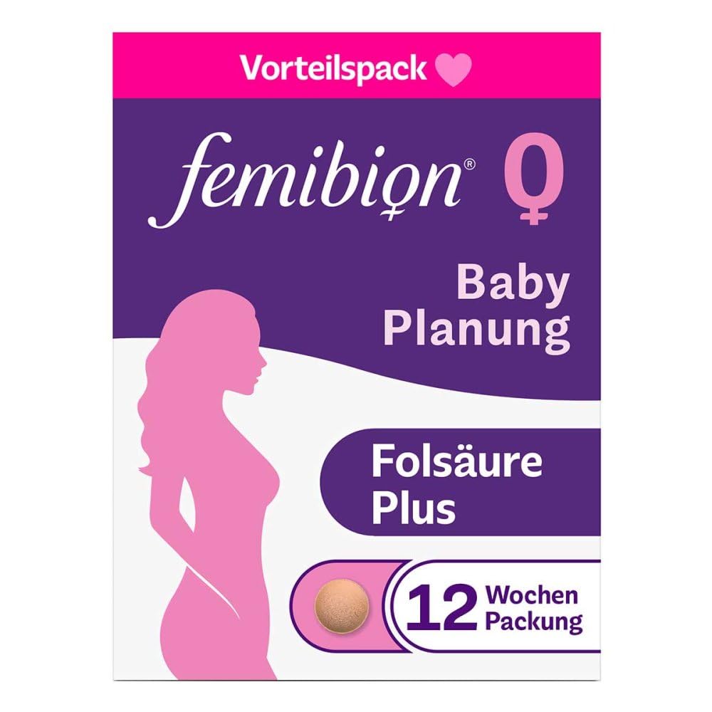 Femibion 0 BabyPlanung, Tägliches Nahrungsergänzungsmittel während der Babyplanung vor der Schwangerschaft, Mit Folsäure, Metafolin, 12-Wochen-Packung, 84 Tabletten