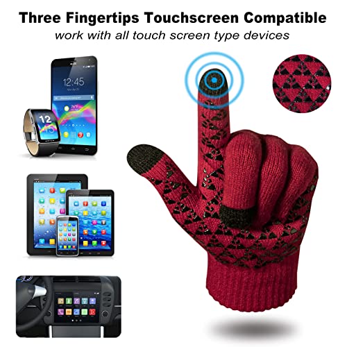 Image of Loritta Winter Hats for Men, 3 PCS Fleece Beanie Scarf Gloves Set