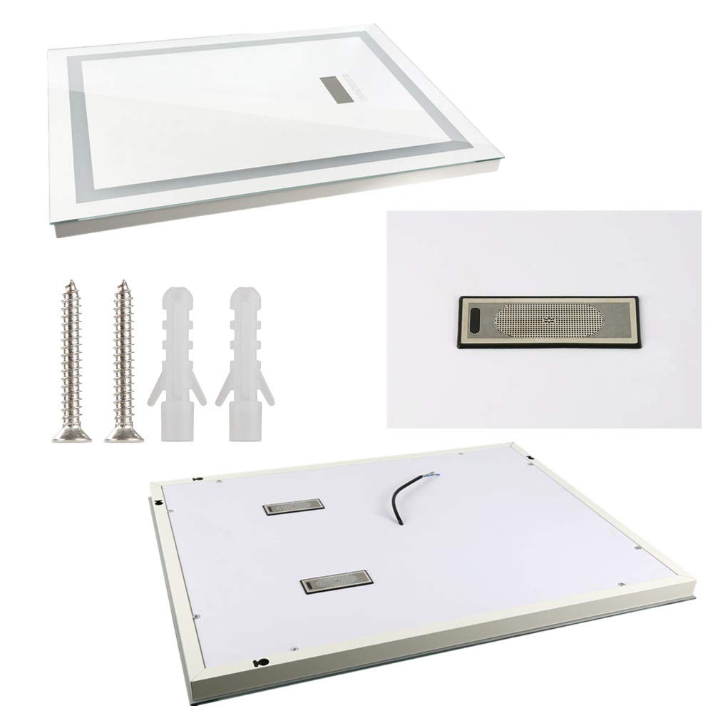 Lustro łazienkowe LED 24 W z wyświetlaczem LCD (data i temperatura) - przełącznik dotykowy przeciwmgielny Bluetooth regulowany kolor (chłodne/ciepłe) - 60 x 80 cm nowoczesne lustro kosmetyczne