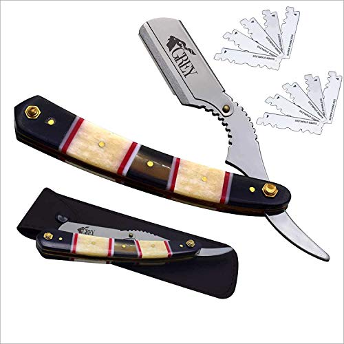 Bone & Horn Handle Straight Razor, Barber Razor with 1 mm Blade Exposure, Essential for Razor Kit, Razor for men, Eyebrow Razor by ''GREY''
