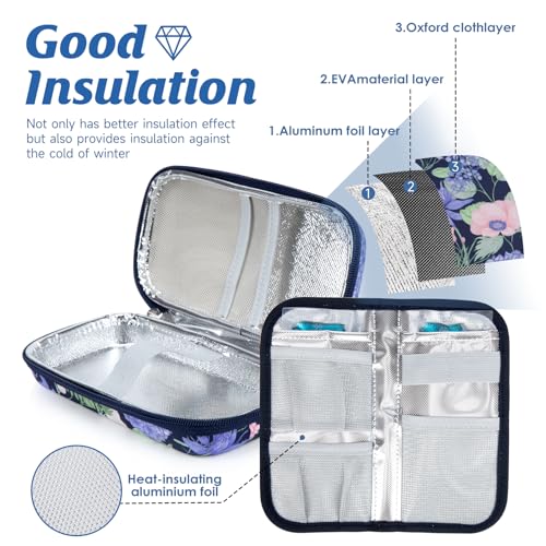 Image of YOUSHARES Insulin Cooler Travel Case - Diabetic Insulated Organizer Portable Cooling Bag for Medication Cooling Insulation, Insulin Pen Case with 2 TSA Approved Cooler Ice Pack