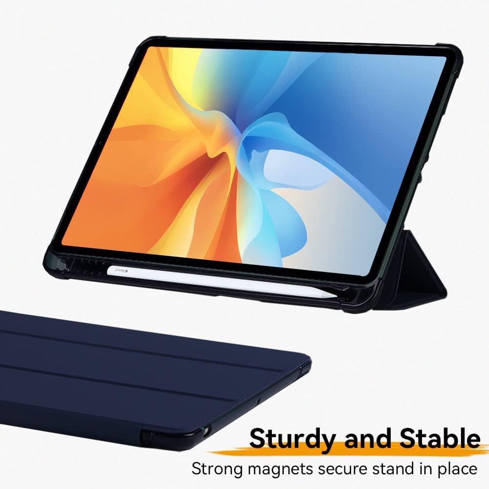 Custodia Per IPad 10,2 Pollici (9ª/8ª/7ª Gen) – Cover In Pelle PU Con Retro Trasparente, Supporto Regolabile E Portapenna, Funzione Auto Sleep/Wake, Blu Navy
