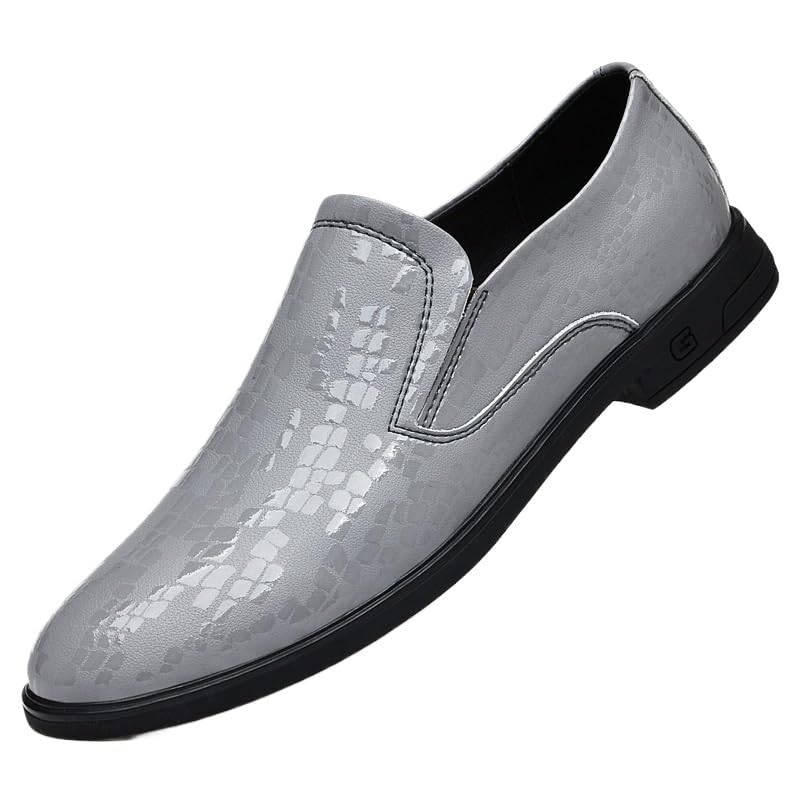 Oxford Shoes for Men's Office Slip Resistant Block Heel Anti-Slip Rubber Sole Shoe Breathable Slip-on Burnished Leather Business