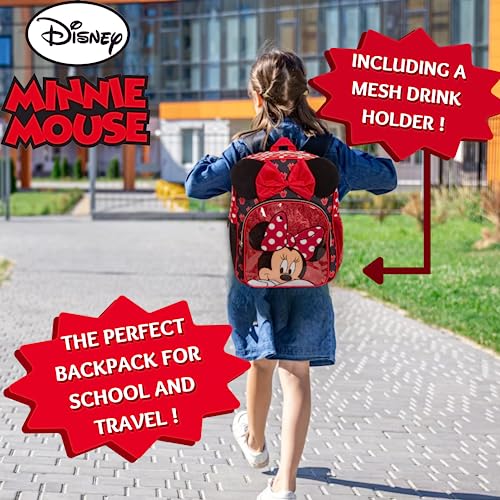 Disney Minnie Mouse Girls Backpack for Kids Luxury School Bag Nursery Rucksack Lunch Book Bag, Black/Red, One Size by Disney - Used condition - Image 4