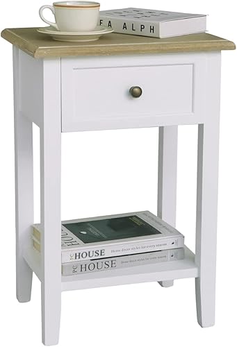 MaxSmeo Mesita de noche de granja, mesita de noche blanca con almacenamiento, mesita de noche moderna de madera, mesas auxiliares para sala de disponible en Yaxa Peru