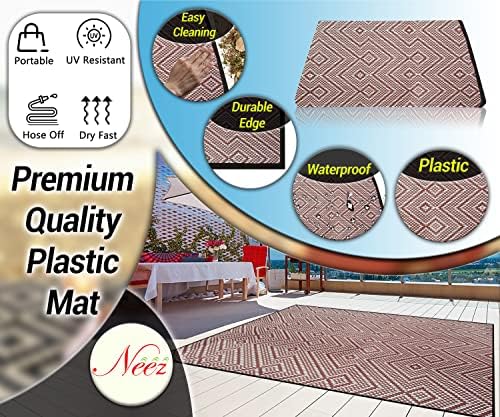 Neez Picnic Blanket, 180x120cm, Outdoor Rug Waterproof, Camping Beach Garden Patio Decking Balcony BBQ Reversible Mat, Lightweight Soft Foldable Plastic