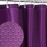 RECYCO Fabric Shower Curtain Liner with 12 Hooks, Machine Washable Bathroom Liner for Stall and Tub, Waterproof, Diamond Purple