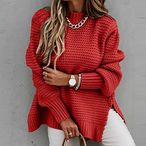 Suéteres femininos de malha de manga comprida, tipo solto, blusa de tricô, suéter de inverno para mu