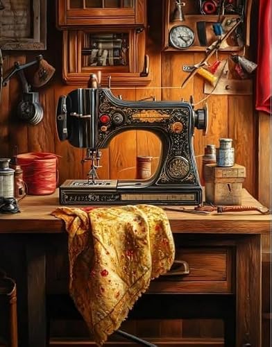 Fanzhezhe 11Ct Easy Cross Stitch Kits 50X70cm Sewing Machine Pattern Stamped Embroidery Starter Kit For Cross-Stitch Supplies Needlework Craft