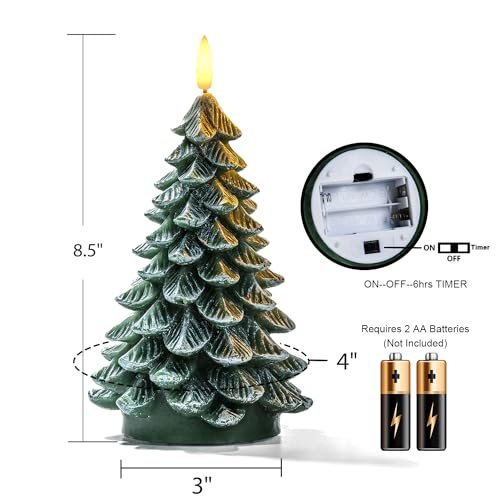 Homemory HMLDS-SDS Christmas Tree Candles With 6 Hours Timer, 2 Pcs Waxy Led Flameless Candles Flickering thumb #1