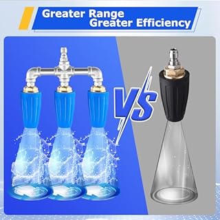 TasuoX Triple Turbo Nozzle Pressure Washer, 3-in-1 Power Washer Turbo Nozzle with 1/4" Quick Connect, 360° Rotating Turbo Nozzle Tip- 4000 PSI, 4-6 GPM, 2.0 Orifice, Blue