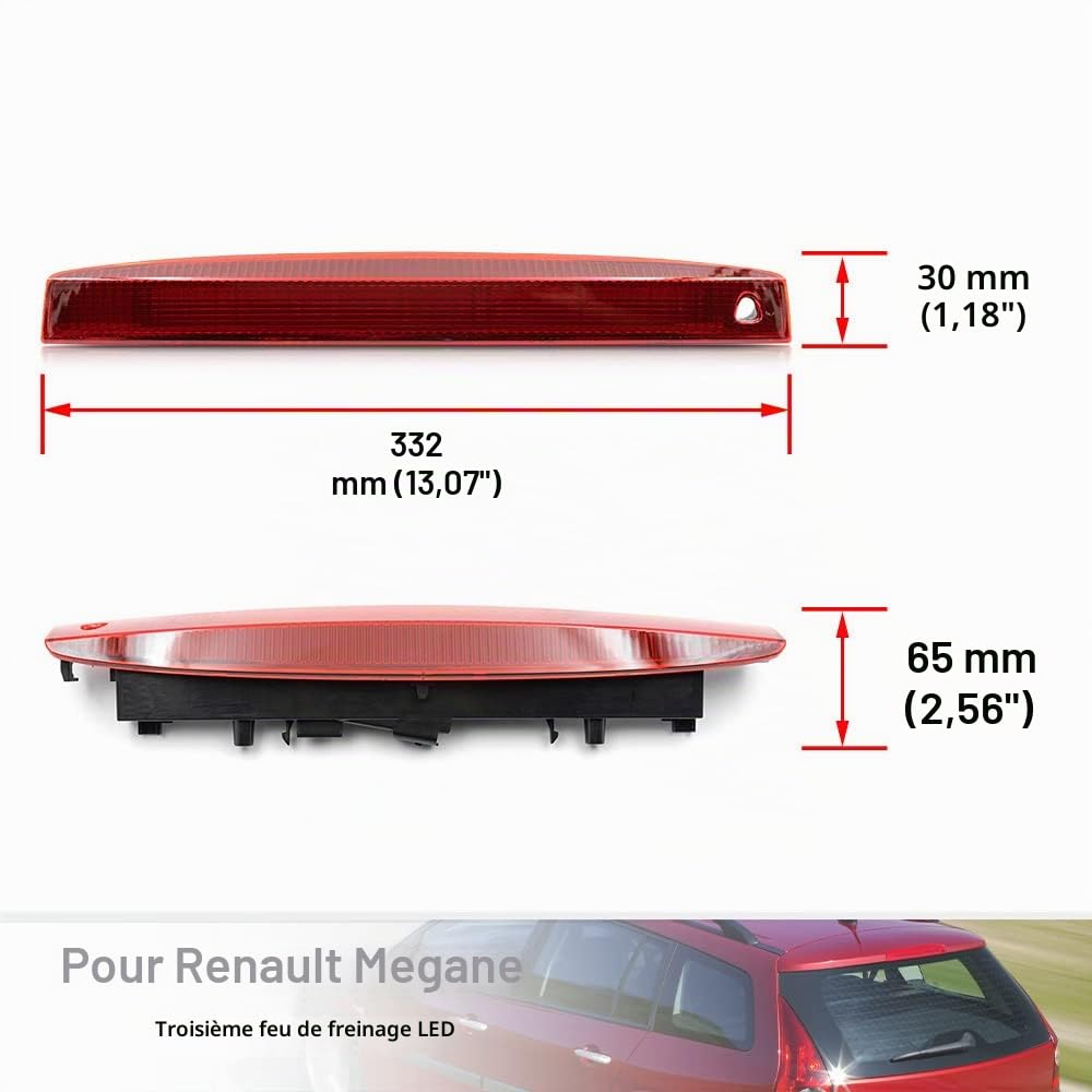 Lentille rouge LED rouge 3ème feu stop pour Renault Megane II MK2 Estate Feu de stop feux arrière central haut monté,OEM#:8200175538