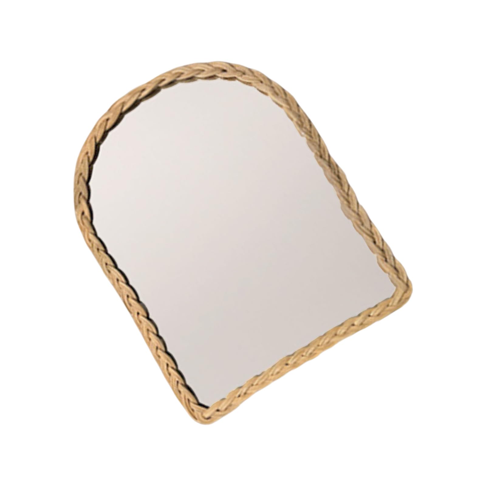 Kalttoy Woven Rattan Wall Mirrored Arched Hanging Mirrored with Wood Frame for Farmhouses Living Room Bedroom Decors Wall Decors