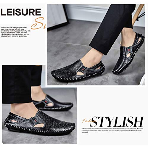 Image of Men's Driving Shoes Leather Slipper Casual Slip on Loafers | Top Grain Leather Upper, Moccasin Toe, Slip-on, Traction Rubber Outsole, Mens Dress Shoes, Mens Casual Loafers