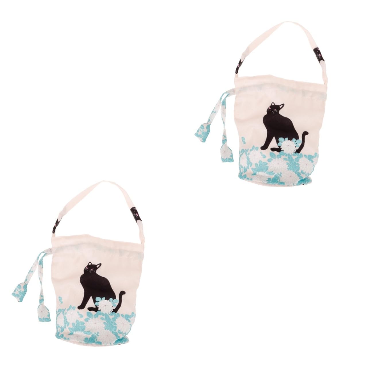 2 Piezas bolso de estilo japonés bolso de mano bolsas de mano bolso de lazo de las mujeres bolsa de teléfono portátil llave pequeño crisantemo bolsa de almacenamiento cartera tela