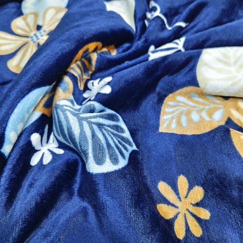 Image of Winter Premium Flannel Velvet Warm Duvet Cover Quilt Cover | Rajai Cover | Blanket Cover | Comforter Cover Single Size 60x100 inches Woollen (Blue Lil Flower, Single Bed)
