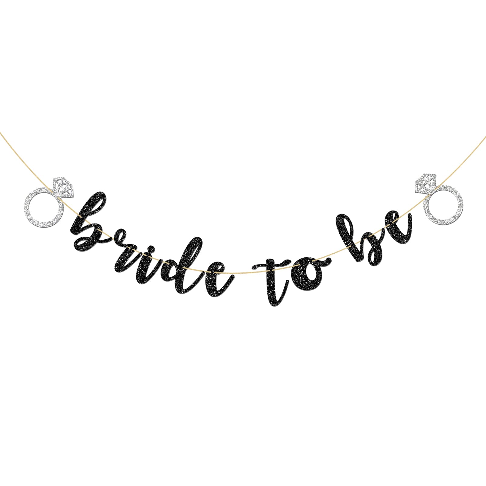 Striscione Glitter Matrimonio 'He Put A Ring On It' | Decorazioni Fidanzamento E Addio Al Nubilato | Nero - 5