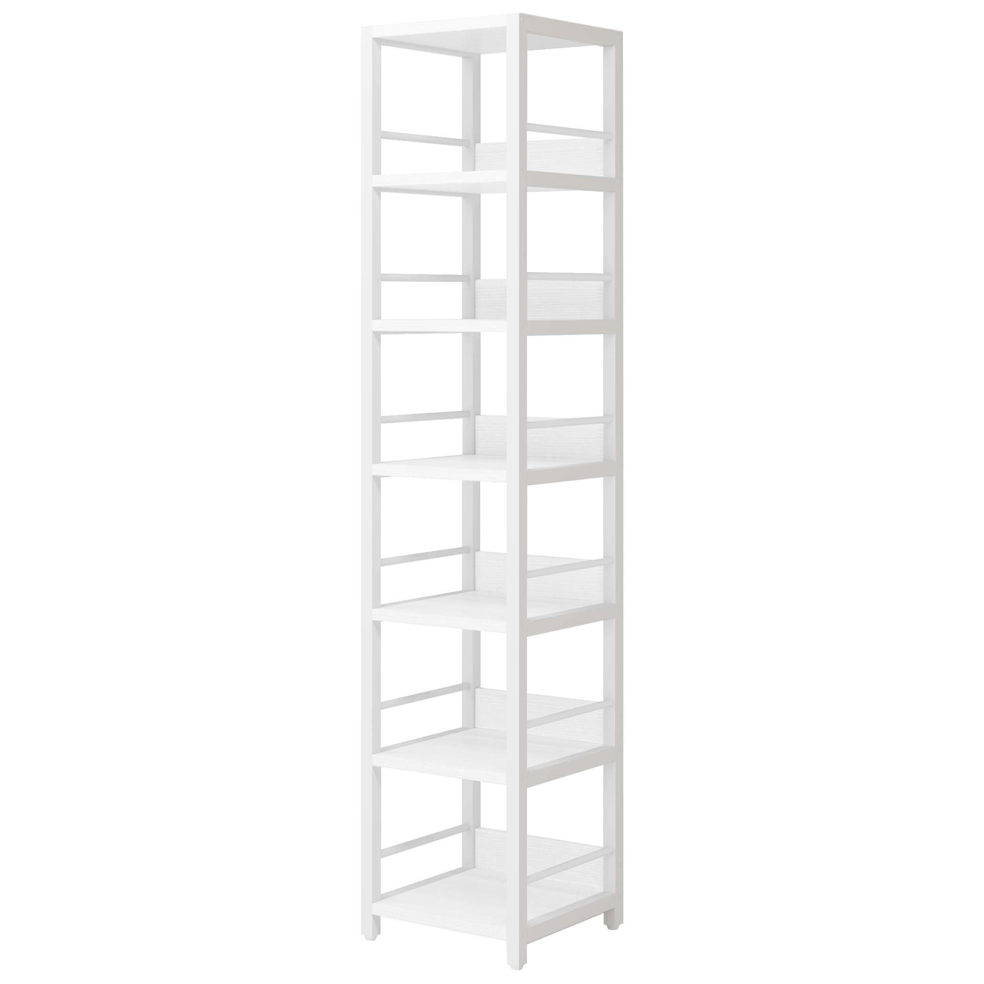 NicBex 6-Tier Corner Bookcase with Storage Shelf, Wall Corner Bookshelf Modern Narrow Cube Bookshelf Book Case for Small Space, Living Room, Bedroom, Office, White