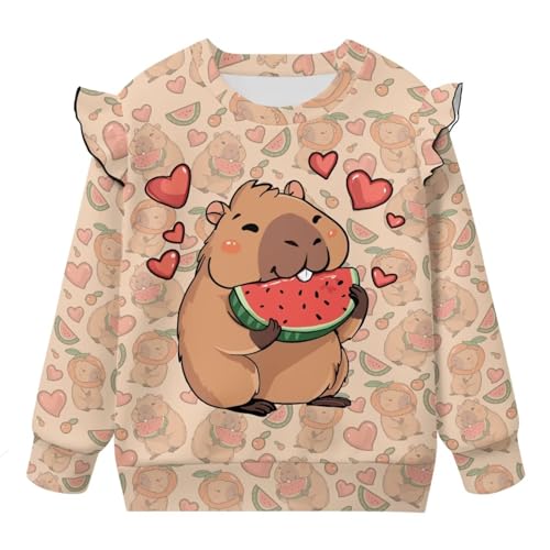 Girls Toddlers' Long Sleeve Ruffle Shirt Casual Basic Top Ruffle Sleeves Blouse Crewneck Pullover Sweatshirt 1T-8Y4