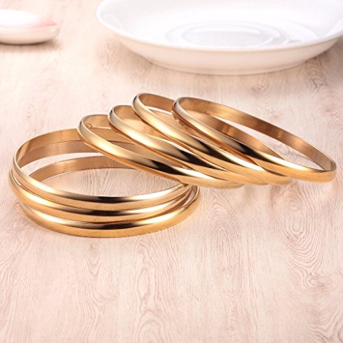 Castillna 14K Gold Plated Gold Bangle Bracelets for Women, Set of 7 Pieces, 7.8 Inches by Castillna - Used condition - Image 2