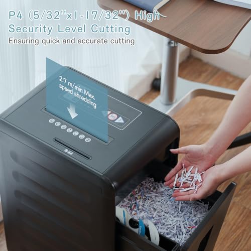 Monitaind SZJ1-0606 24-Sheet Heavy Duty Paper Shredder: Non-Stop Commercial Grade Shredder For Office Home P4 Level Security Cross-Cut Shredder Cd/Dvd/Card/Staple/Clip thumb #3