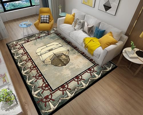 Tapete decorativo con tema náutico, 5x8 ft miniatura 3