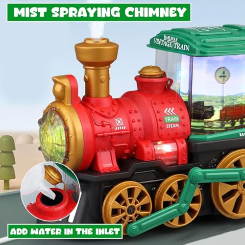 Image of Mashes Bump and Go Action Mist Spraying Electric Steam Engine - The Locomotive Train Toy for Kids with LED Lights, Realistic Engine Sound and Running Train (Smoke Boogy)