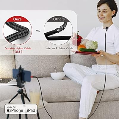 PIXEL Mini Lavalier Microphone for iPhone iPad (Apple MFi-Certified), Lightning Mini Lapel Mic for YouTube TikTok Video Recording Vlogging Live Streaming (5ft)