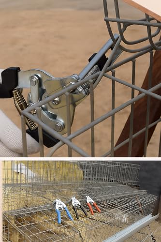 Image of Hog Ring Pliers Kit with 600 Pcs of Galvanized Steel Hog Rings, Hog Ring Chicken Duck Goose Dog Cat Rabbit Kit Clamp with Nail Groove, Repair Hand Tools for Animal Cages, Wire Fencing, Railing-Yellow
