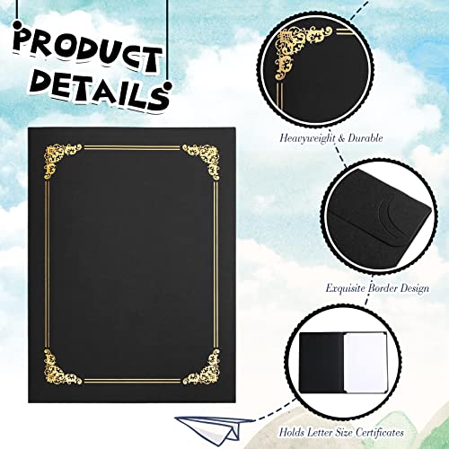 Fainne 80 Pieces Certificate Holders Diploma Holders Document Holder Certificate Covers Certificate Folders With Gold Foil Border For Letter Size 8.5 X 11 Inches Diploma Documents Awards (Black) #TOP2